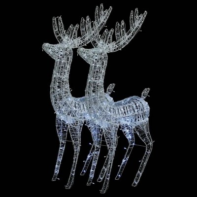 vidaXL Reindeer Christmas Decoration Cold White Acrylic - 3 x 1 x 6 ft Cold White 2-Pack