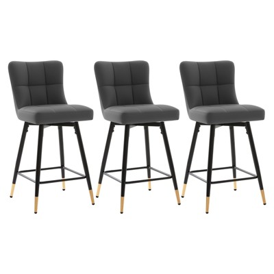 Bekrvio 26" Swivel Counter Height Bar Stools Set of 2,Modern Faux Leather Upholstered with Back,Counter Stool Chairs for Kitchen Island
