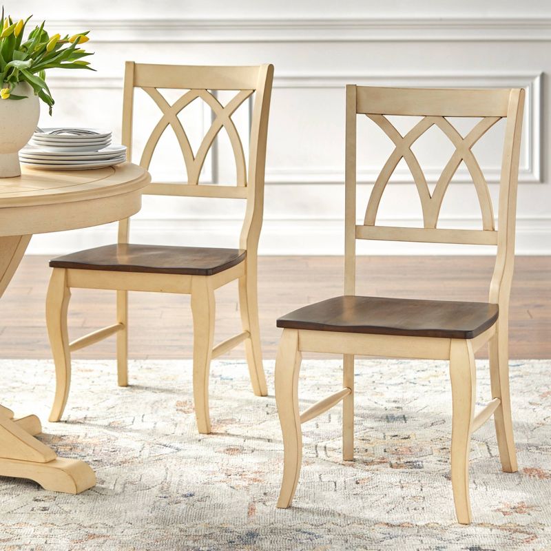 Set of 2 Montauk Dining Chairs Antique White/Oak - Buylateral, 3 of 7