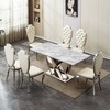 Dolonm 70" Modern Faux Marble Dining Table for 6 with Stainless Steel Base - 3 of 4