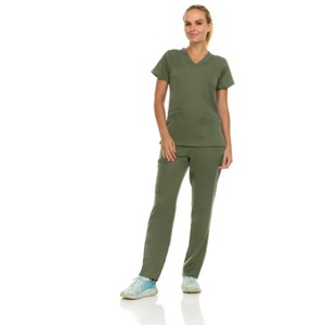 Medichic Women's Medical Scrubs Set- V-Neck with Flare Pant - 1 of 4