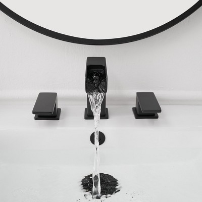 Matte Black Widespread 2-Handle Bathroom Faucet with Metal Drain