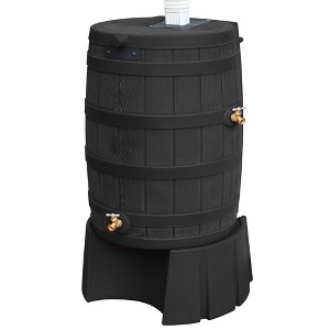 Good Ideas Rain Wizard 50 Gallon Rain Barrel Stand, Adds Optimal Room for Draining into Buckets or Pails, Increases Water Pressure & Water Flow, Black - 1 of 4