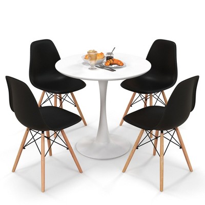 Tangkula 5 PCS Dining Set Modern Round Dining Table 4 Chairs for Small Space Kitchen