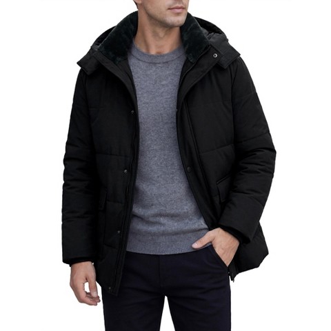 Мужские куртки INSPIRE CHIC Men's Winter Long Sleeve Zip Outerwear Hooded Winter Jacket Coat Medium Black