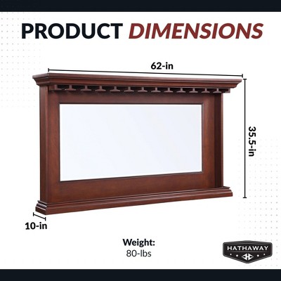 Elegant Seville Walnut Full-Length Bar Mirror with Stemware Storage