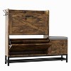 Shoe Cabinet with Bench, Farmhouse Narrow Slim Shoe Storage with 2 Flip Drawers - 2 of 4