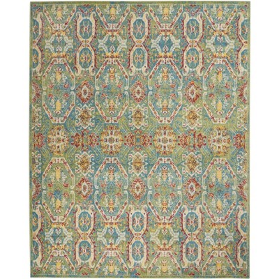Turquoise Multicolor 8' x 10' Medallion Synthetic Area Rug
