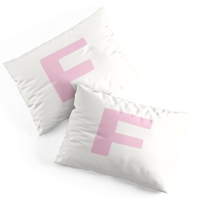 Deny Designs Standard April Lane Art Block Pink Monogram F Microfiber Printed Pillow Sham