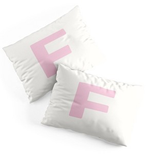 Deny Designs Standard April Lane Art Block Pink Monogram F Microfiber Printed Pillow Sham - 1 of 3