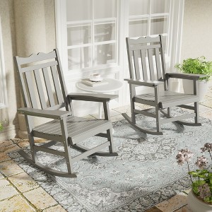 Sonkuki Patio Outdoor 2-Piece Adirondack Rocking Chairs with Big Armrests, Weather Resistant, Easy Installation, Lawn and Backyard - 1 of 4
