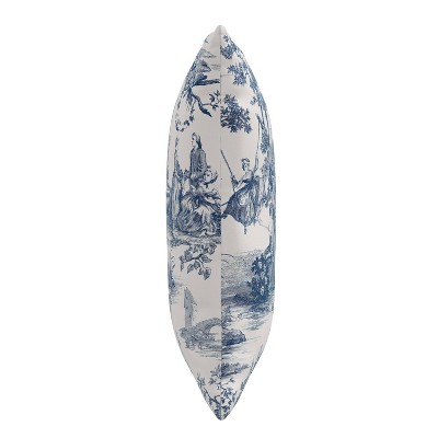 Blue and White Cotton Toile Print Square Throw Pillow