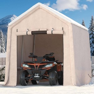 GustoWave 10x10FT Outdoor Portable Storage Shed with Roll-Up Door for Motorcycle, Garden and Tools - 1 of 4