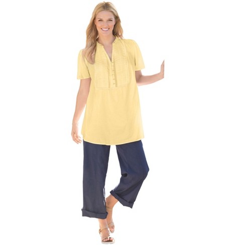 Woman Within Women's Plus Size Pintucked Half-Button Tunic - image 1 of 4