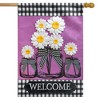 Daisy Jars Spring Burlap House Flag Welcome Floral 28" x 40" Briarwood Lane - 2 of 4