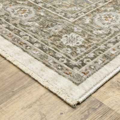 Ivory and Gold Traditional Synthetic 4' x 6' Area Rug