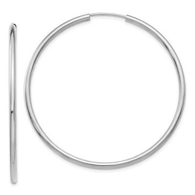 Black Bow Jewelry 2mm x 49mm 14k White Gold Polished Round Endless Hoop Earrings