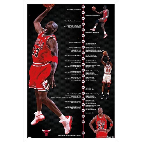 Trends International Michael Jordan - Timeline Framed Wall Poster Prints  White Framed Version 22.375 X 34 : Target