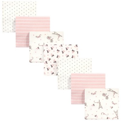 Image of Hudson Baby Infant Girl Cotton Flannel Receiving Blankets Bundle, Paris, One Size
