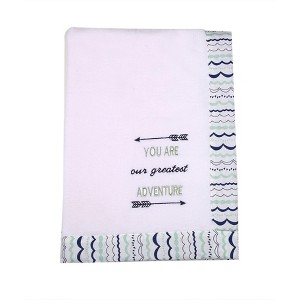 Bacati - Noah Mint/Navy White Greatest Adventure Embroidered Blanket - 1 of 4