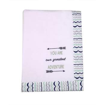 Bacati - Noah Mint/Navy White Greatest Adventure Embroidered Blanket