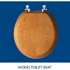 Attop Natural Oak Veneer Toilet Seat with Chrome Hinges, Round, Wood - 3 of 4