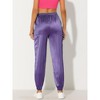 INSPIRE CHIC Women's Satin Drawstring Elastic High Waist Shiny Silky Cargo Pants - 4 of 4