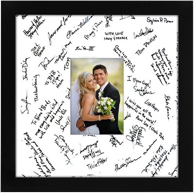 Americanflat 14x14 Wedding Picture Frame with Mat for 5x7, Black