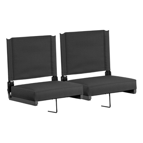 Flash Furniture Set Of 2 Grandstand Comfort Seats By Flash 500 Lb Rated Lightweight Stadium Chair With Handle Ultra Padded Seat Black Target