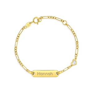 Girls' Mother of Pearl Heart Identification Bracelet 14k Gold -  In Season Jewelry - 1 of 2