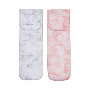 Glamlily 2 Pack Curling and Flat Iron Case, Marble Print Travel Accessories (15x5 In) - 1 of 4