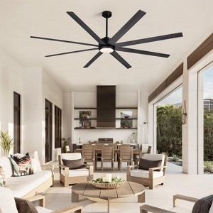 Ludomide Large Ceiling Fans with Lights and Remote, Modern Black Industrial Ceiling Fan Light for Farmhouse Living Garage Covered Outdoor - 1 of 4