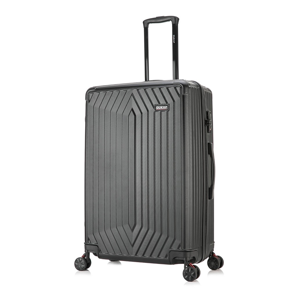 Photos - Luggage Dukap STRATOS Lightweight Hardside Large Checked Spinner Suitcase - Black 