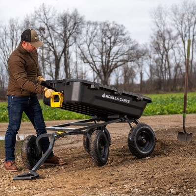 Heavy Duty Black Poly Yard Dump Cart with Pneumatic Tires