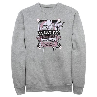 Men's Pokemon Mewtwo Ready For Battle Sweatshirt - Athletic Heather - Large  : Target