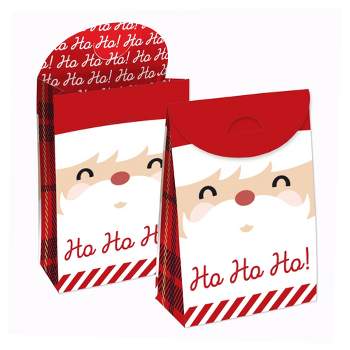 Big Dot of Happiness Jolly Santa Claus - Christmas Gift Favor Bags - Party Goodie Boxes - Set of 12
