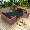 SKRAN Outdoor Patio Garden Wicker Sectional Sofa Set with Cushions and Pillows,w/Furniture Protection Cover for Backyard Deck - 2 of 4