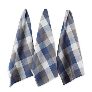 Design Imports French Blue Tri Color Check Dishtowel (Set Of 3) - 1 of 4