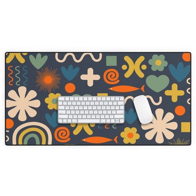 Kierkegaard Design Studio Cute Miscellany Rainbow Floral Desk Mat - Deny Designs