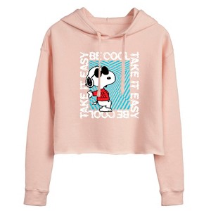 Women's - Peanuts - Be Cool, Take It Easy Snoopy Cropped Graphic Hoodie - 1 of 4