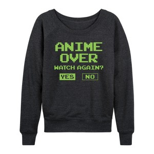 Women's - Instant Message - Anime Over Yes No Lightweight French Terry Wide Neck Long Sleeve Shirt - 1 of 4