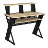 Vynxaria Music Desk - Natural & Black Finish, Cord Management, Built-in Keyboard Tray, Hutch & Earphone Rack - 2 of 4