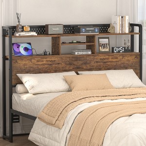 Aheaplus Storage Headboard with Led Lights & Charging Station - 1 of 4