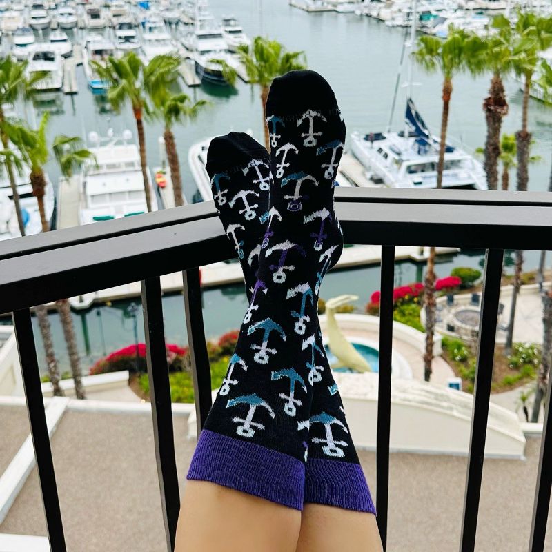 Colorful Anchor Pattern Socks (Women's Sizes Adult Medium) from the Sock Panda, 2 of 3