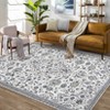 Vintage Washable Floral Print Living Room Rugs, Low Pile Non Slip Floor Carpet for Bedroom Dining Room - 2 of 4