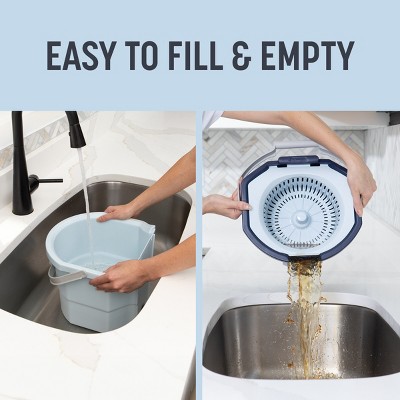 Casabella Dual-Bucket Blue and White Spin Mop System with Extra Refill