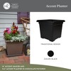 The HC Companies 15.5" Accent Square Plant Pot with Drainage, Classic Planters for Indoor & Outdoors Plants, Lightweight & Resists Sun Fading, Black - 3 of 4