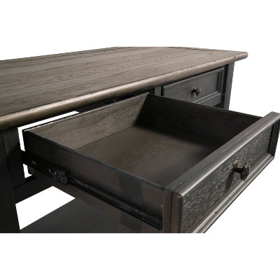 Contemporary Black and Brown Rectangular Sofa Table with Storage