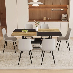 GDFStudio Napoli Modern Metal and Faux Leather 7 Piece Dining Set with Storage Shelf - 1 of 4