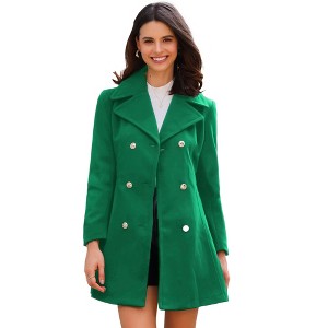 INSPIRE CHIC Women's Winter Long Lapel Collar Double Breast Coats - 1 of 4